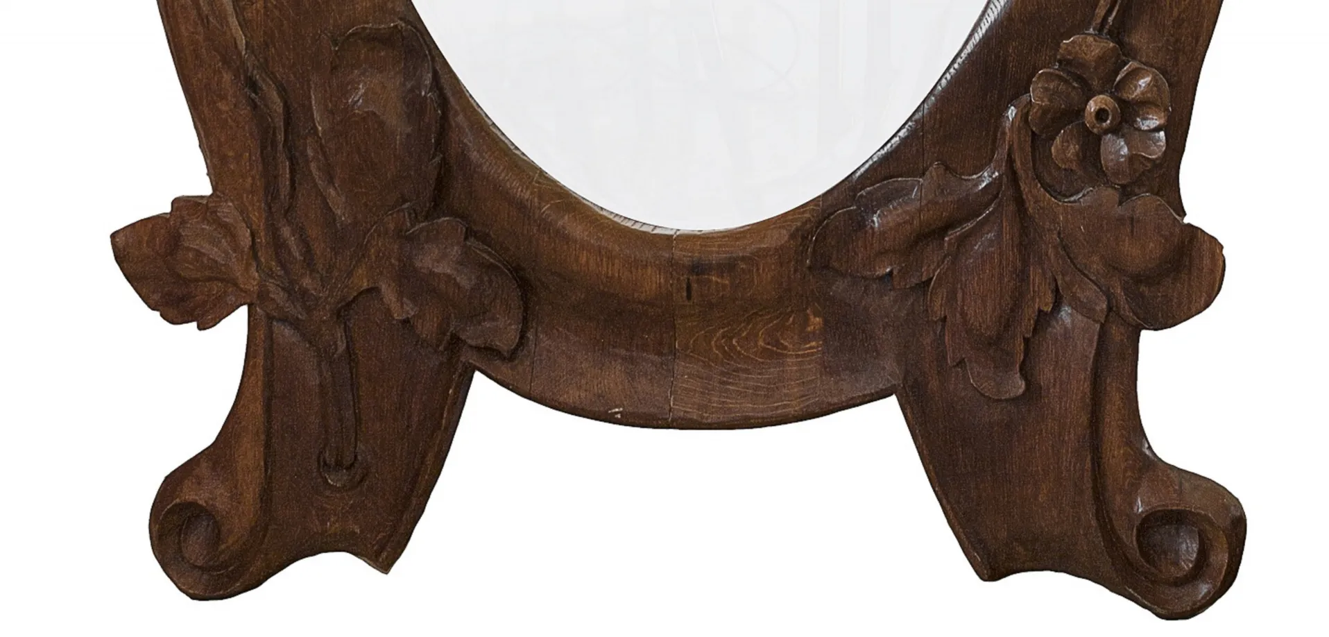 espejo antiguo con marco decorado en madera