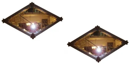 antique diamond-shaped mirror with bright reflection