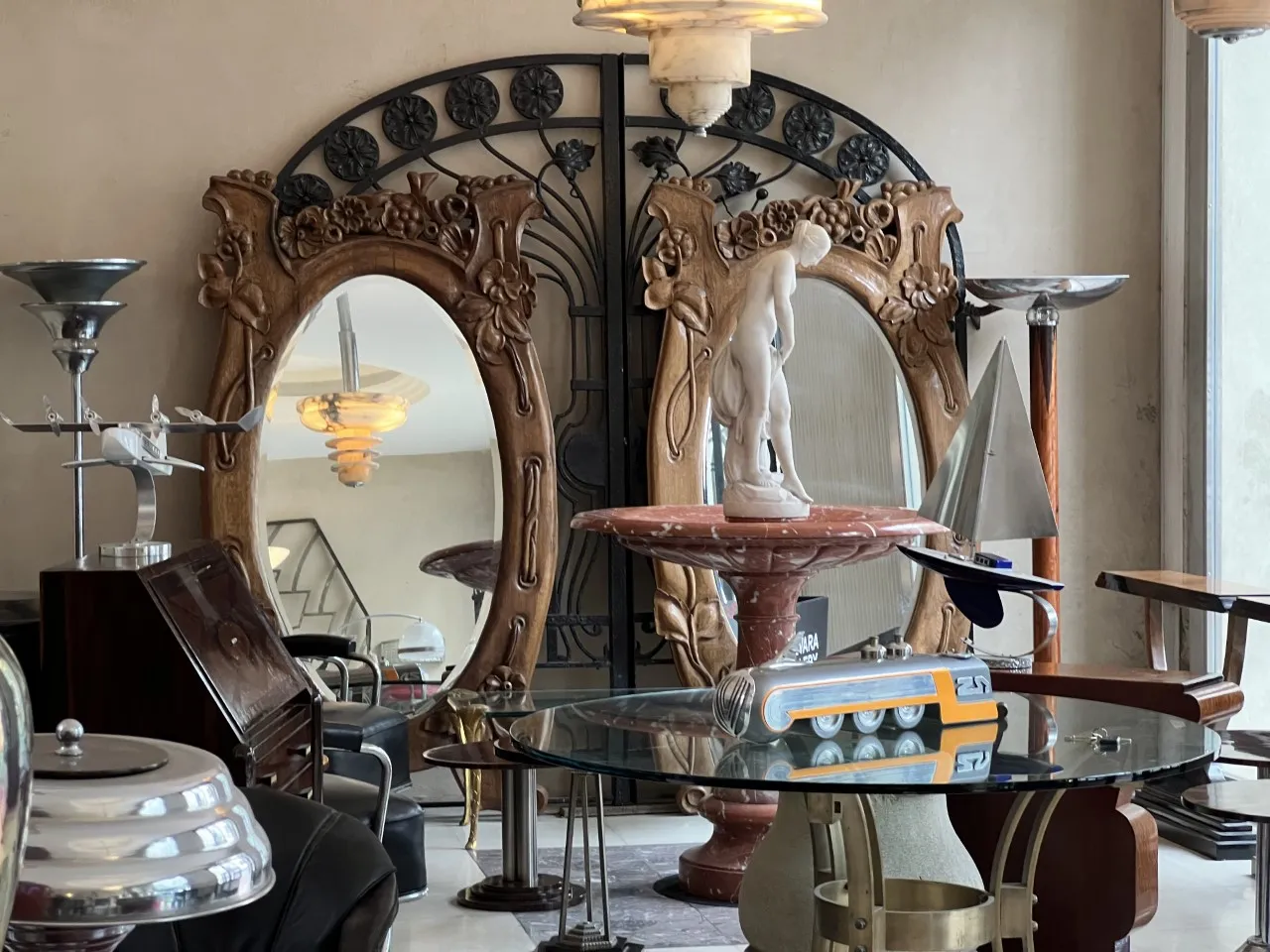 decorative antique mirror with ornate frame