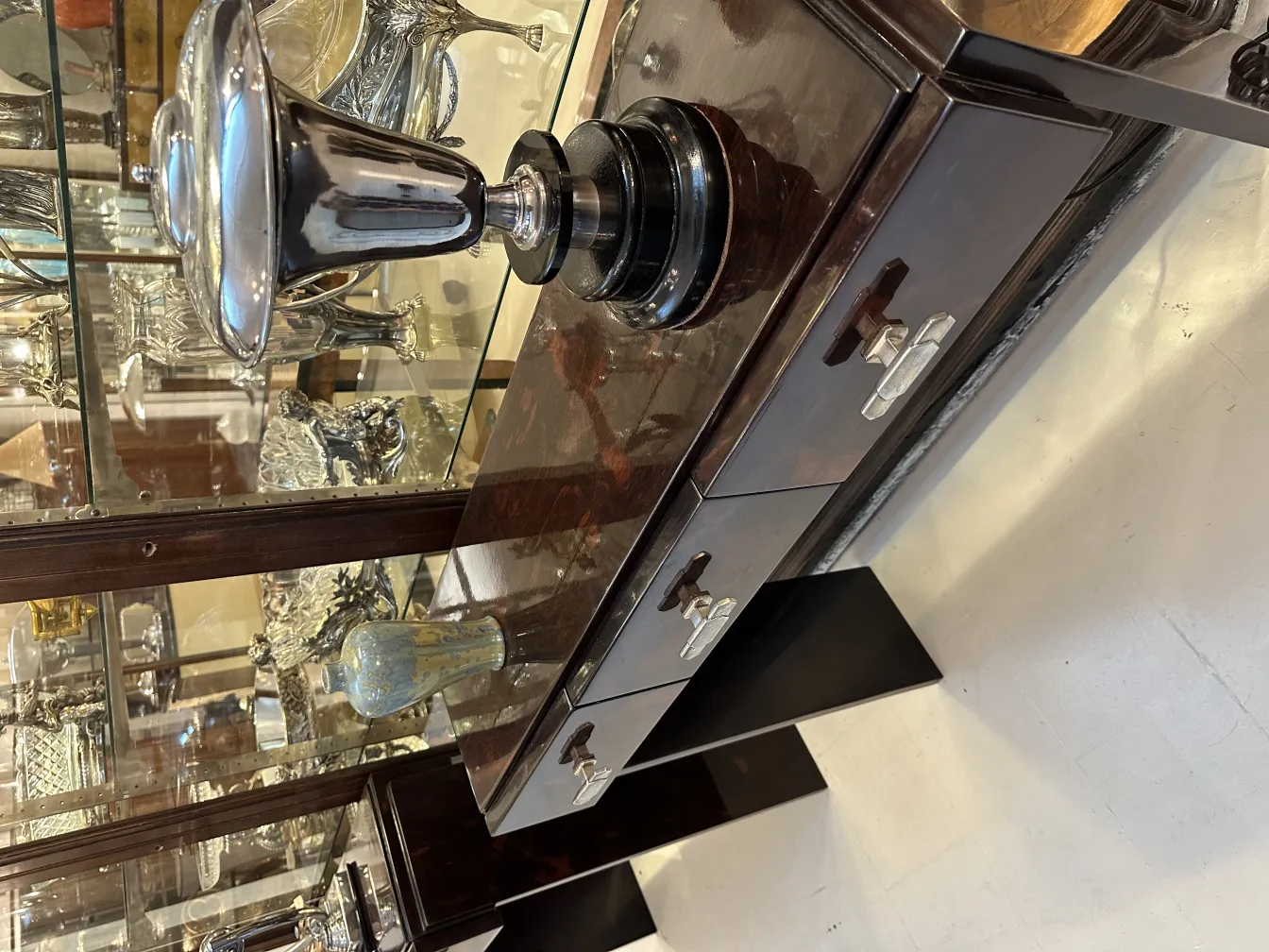 antique ceramic with elegant shapes in a vitrified display