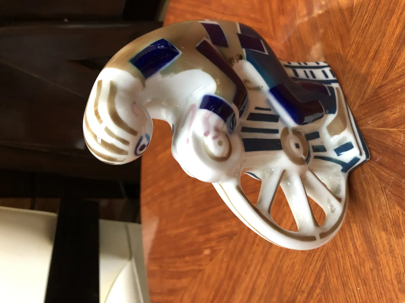 antique decorative ceramic with blue and gold design