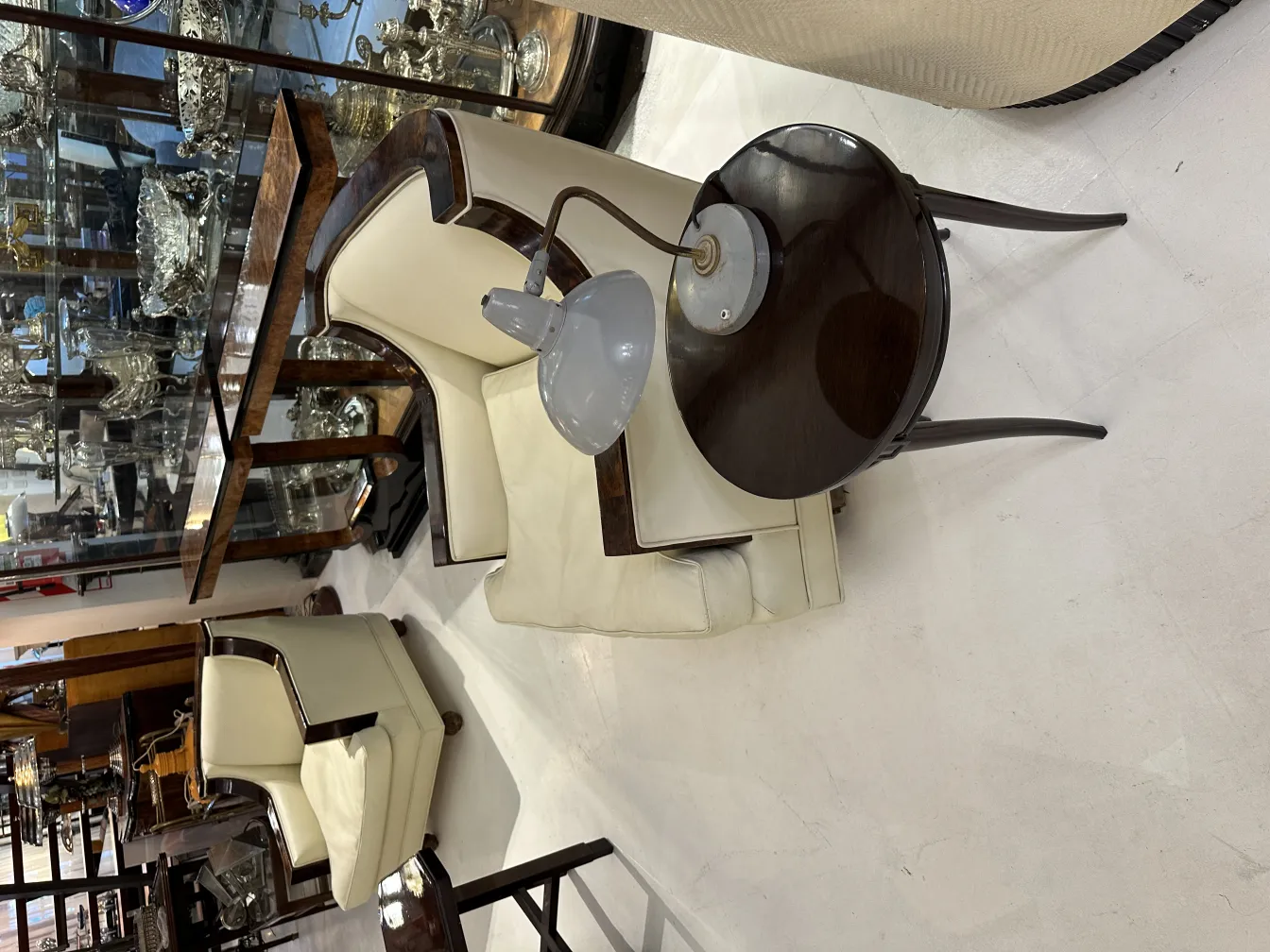 antique table lamp with an elegant design and a round base