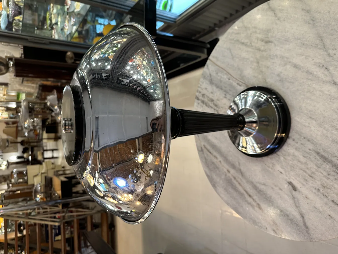 Antique table lamp with elegant design, softly illuminating