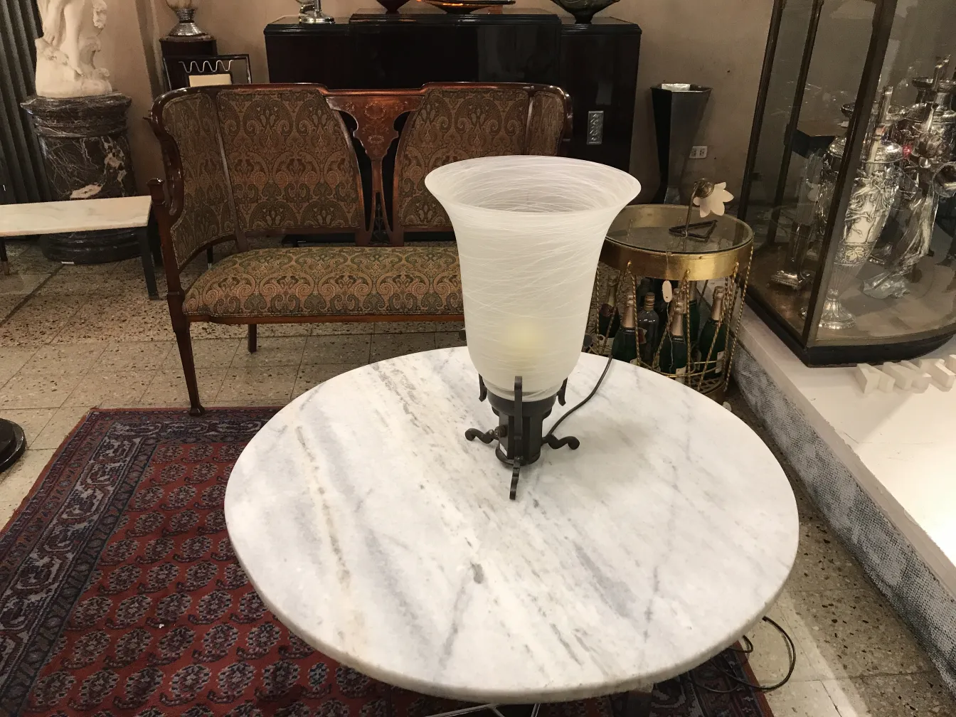 antique table lamp with classic design on a table