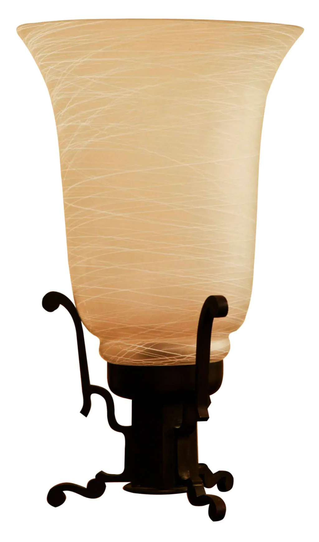 Antike Tischlampe mit elegantem Design und geschwungener Form, perfekt für die Dekoration.