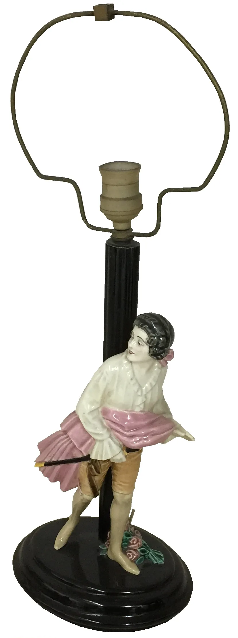 Lampe de bureau antique de Keramos avec figure décorative