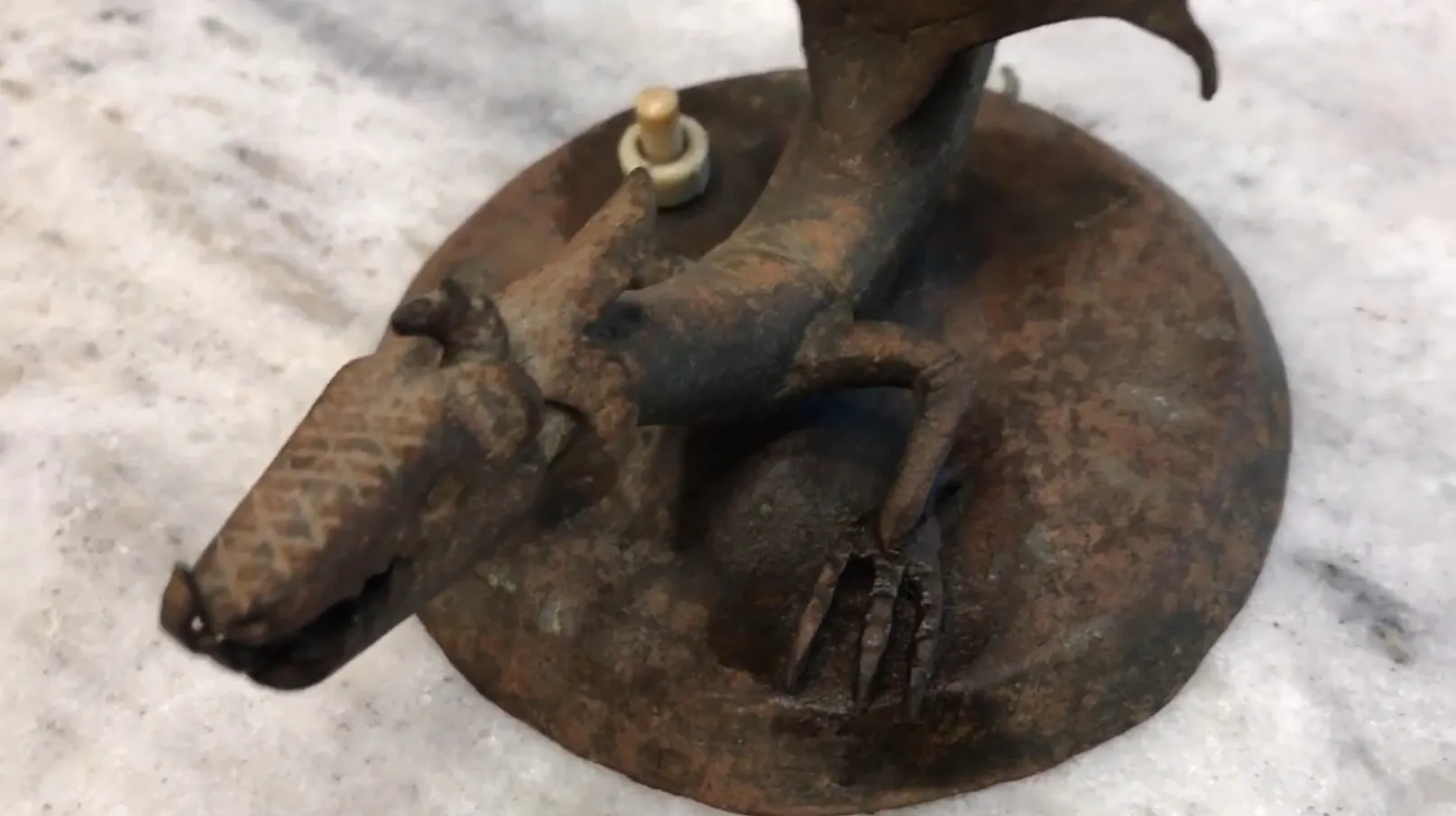 antique table lamp with distinctive design and decorative base