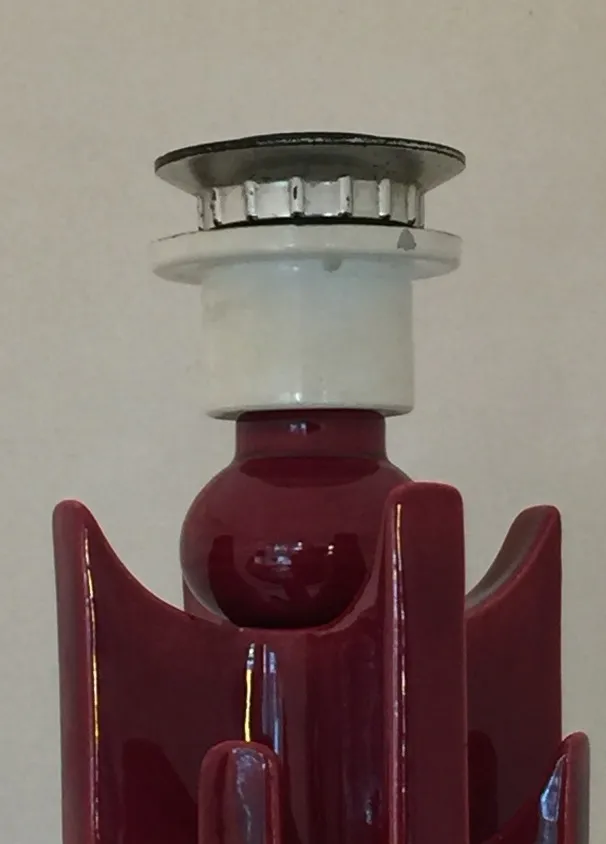 antique table lamp in red with shiny details