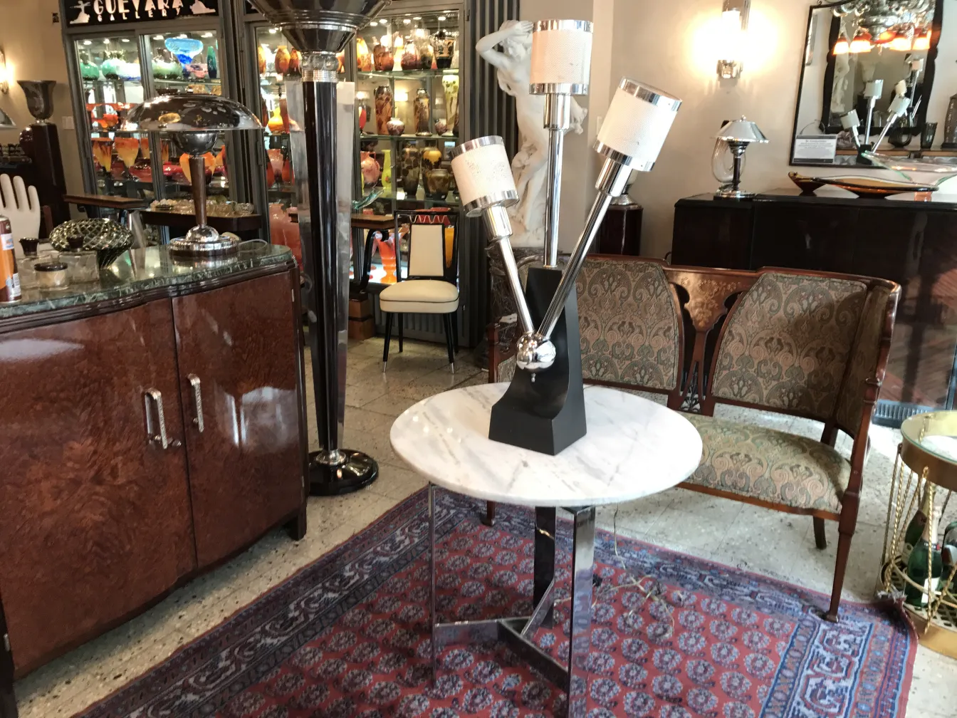 Antique multifunctional table lamp in cozy setting