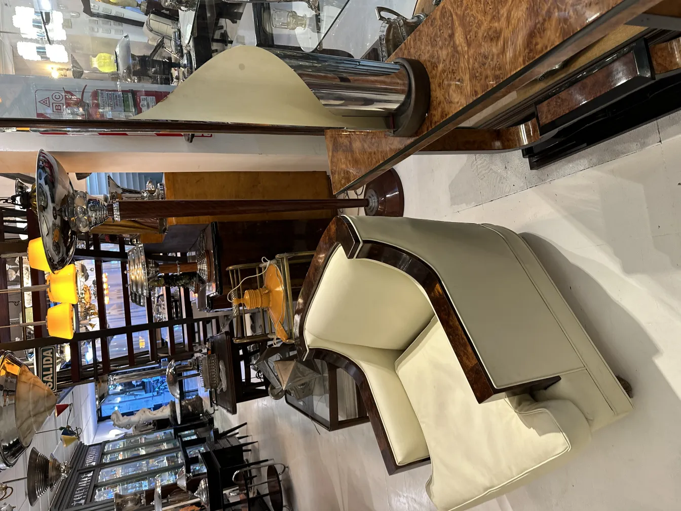 vintage table lamp with decorative base and soft light