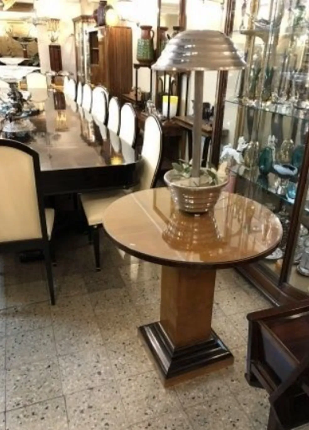 antique table lamp with classic design and square base in elegant setting