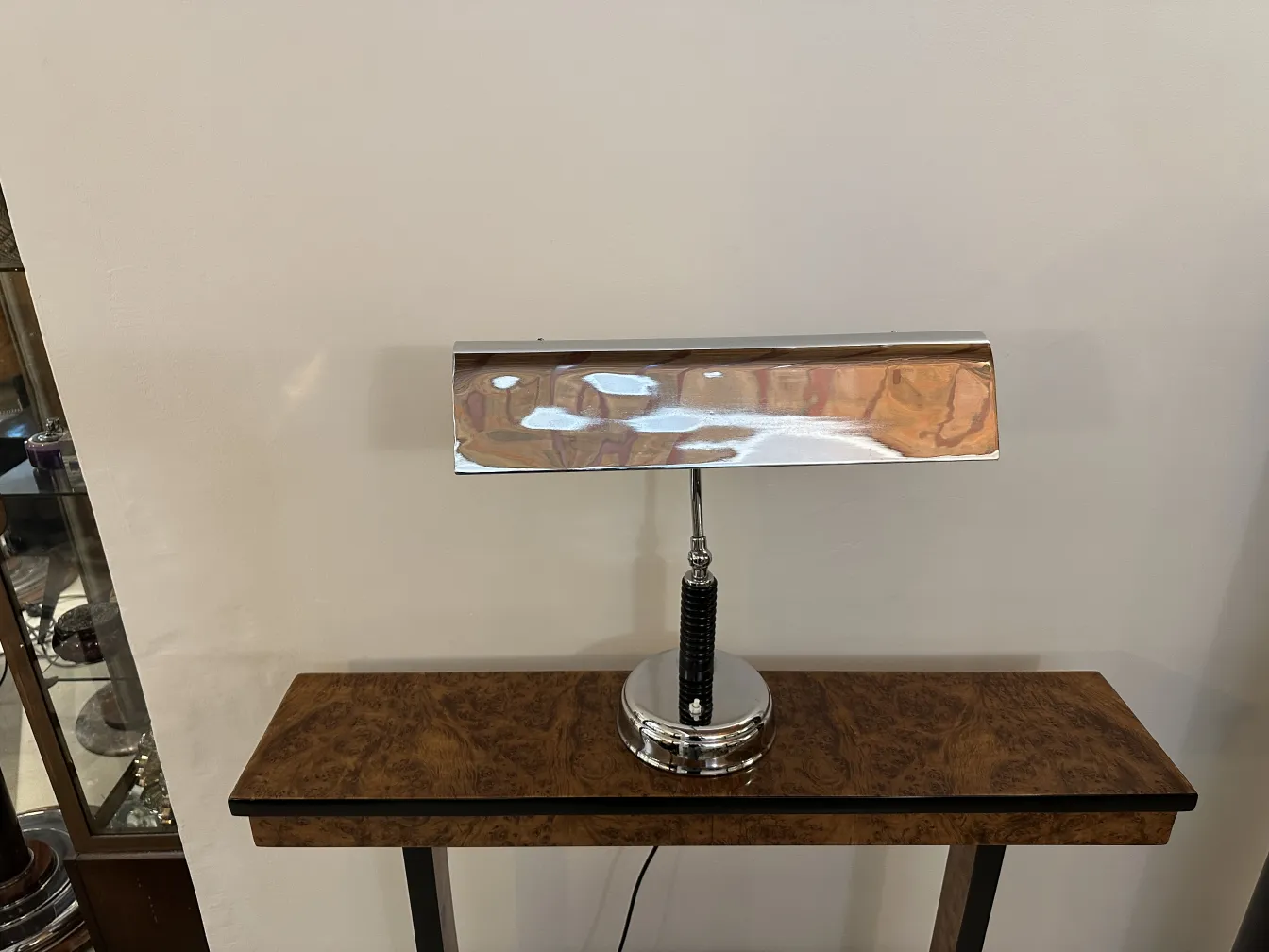 antique table lamp with classic design on a wooden table