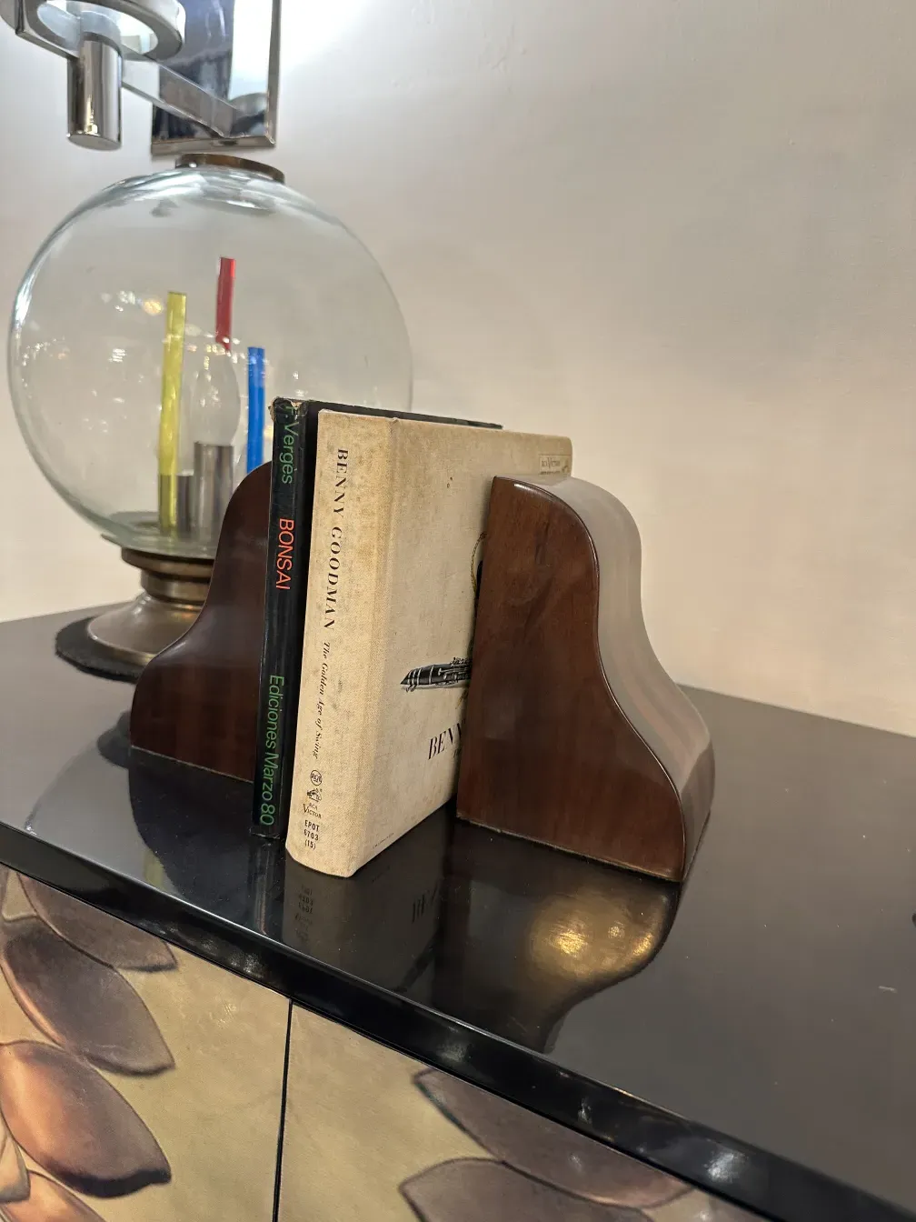 antique table lamp carlo scarpa with books and decor