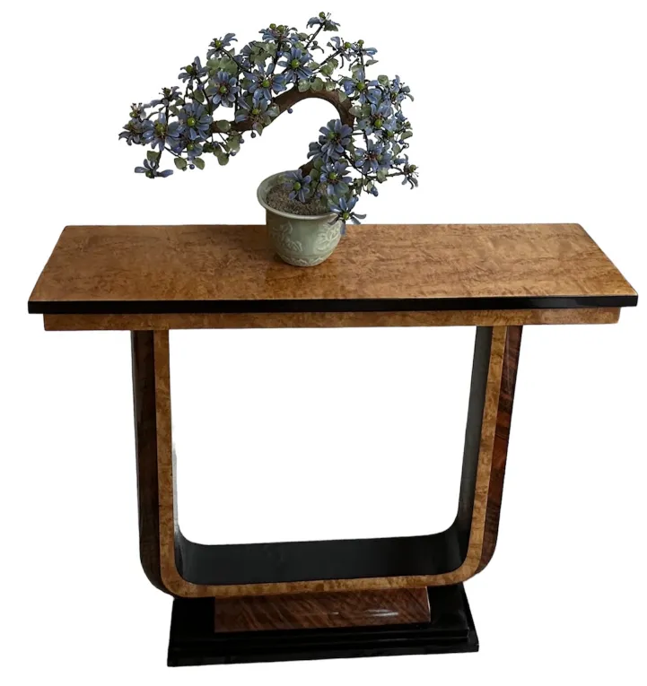 antique console table with flowers