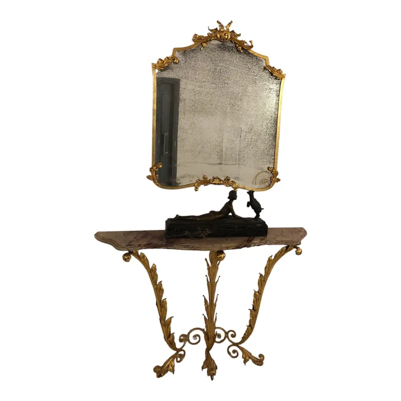 dresuar ancien décoré, avec miroir doré