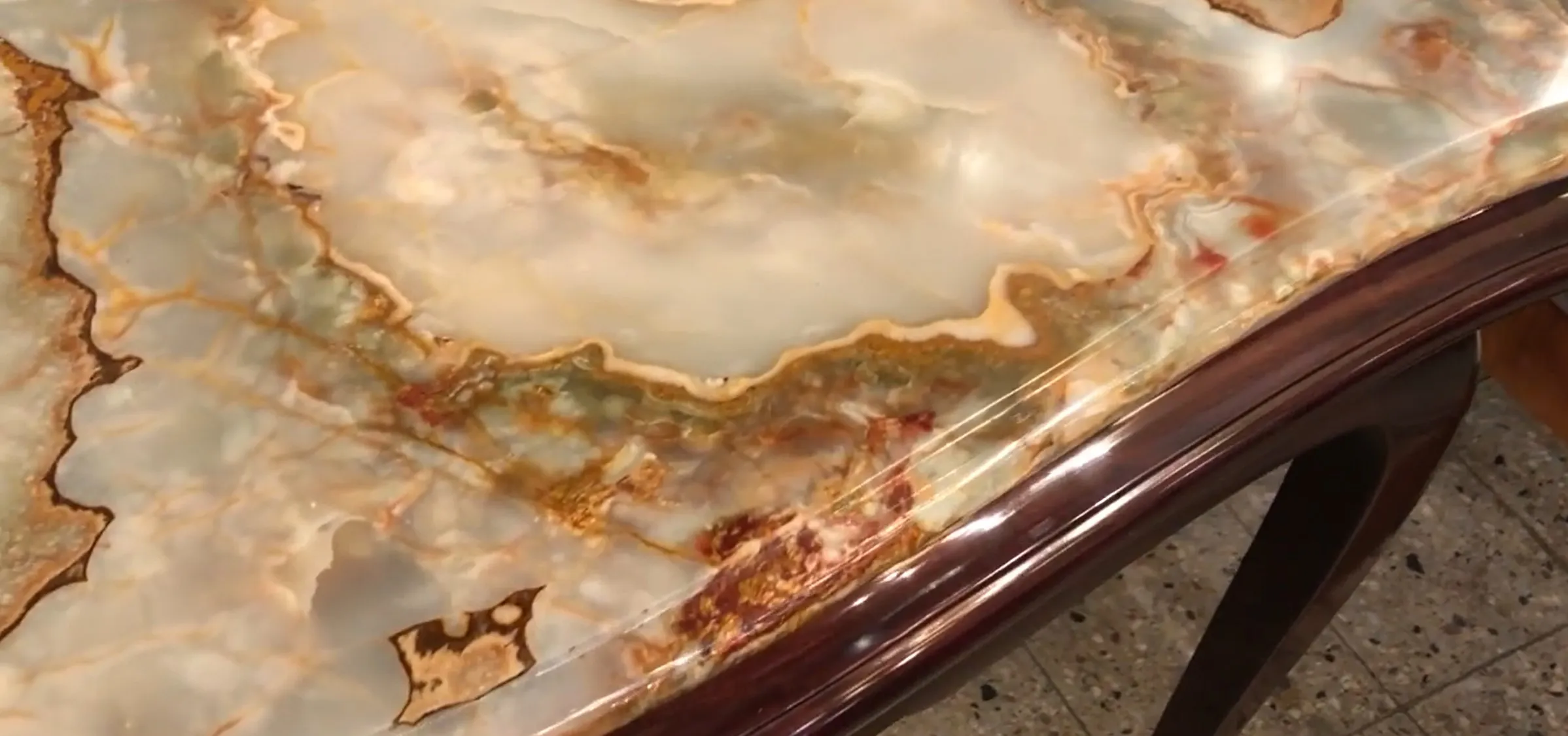 close-up of an elegant antique console with decorative details