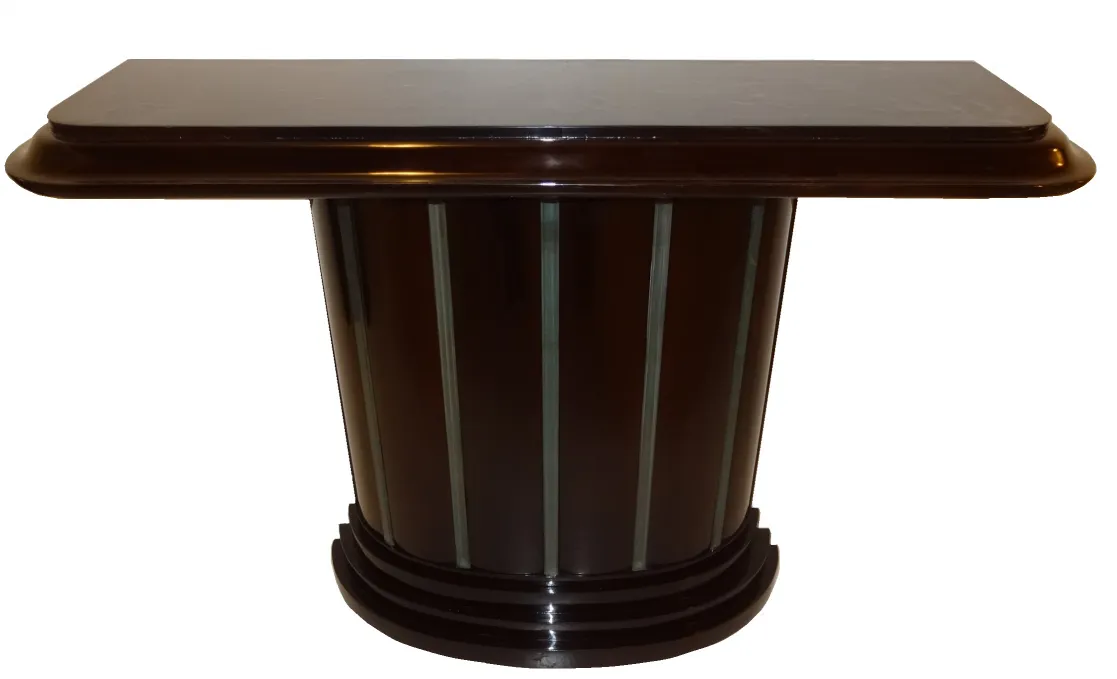 antique console table with curved shape and fine details