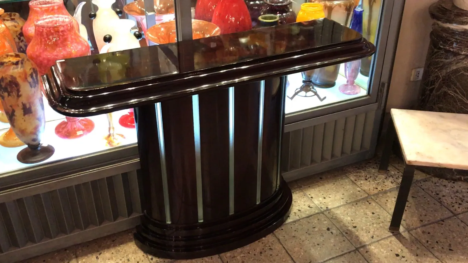 antique console with elegant curved design