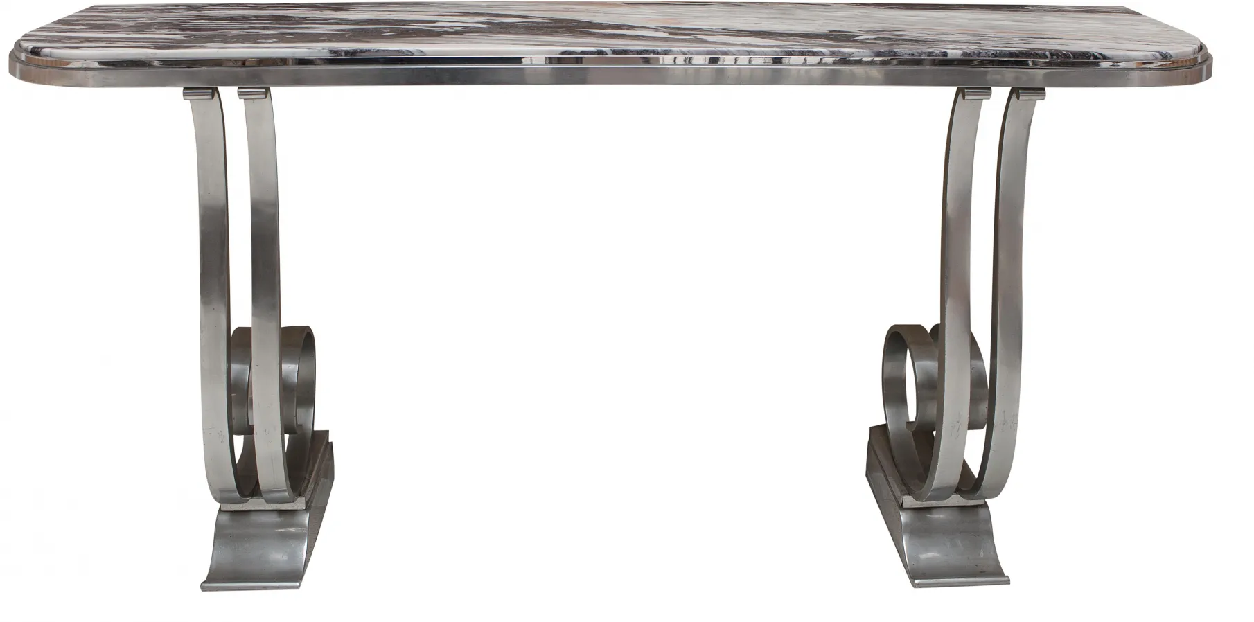 consola antica con piano rettangolare e gambe decorative