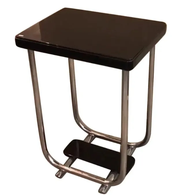 mesa consola antigua de forma rectangular con base de soporte