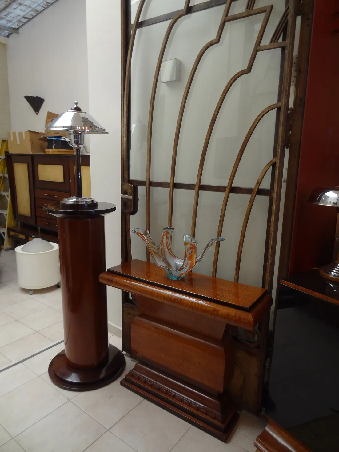 view of two antique consoles with an elegant finish