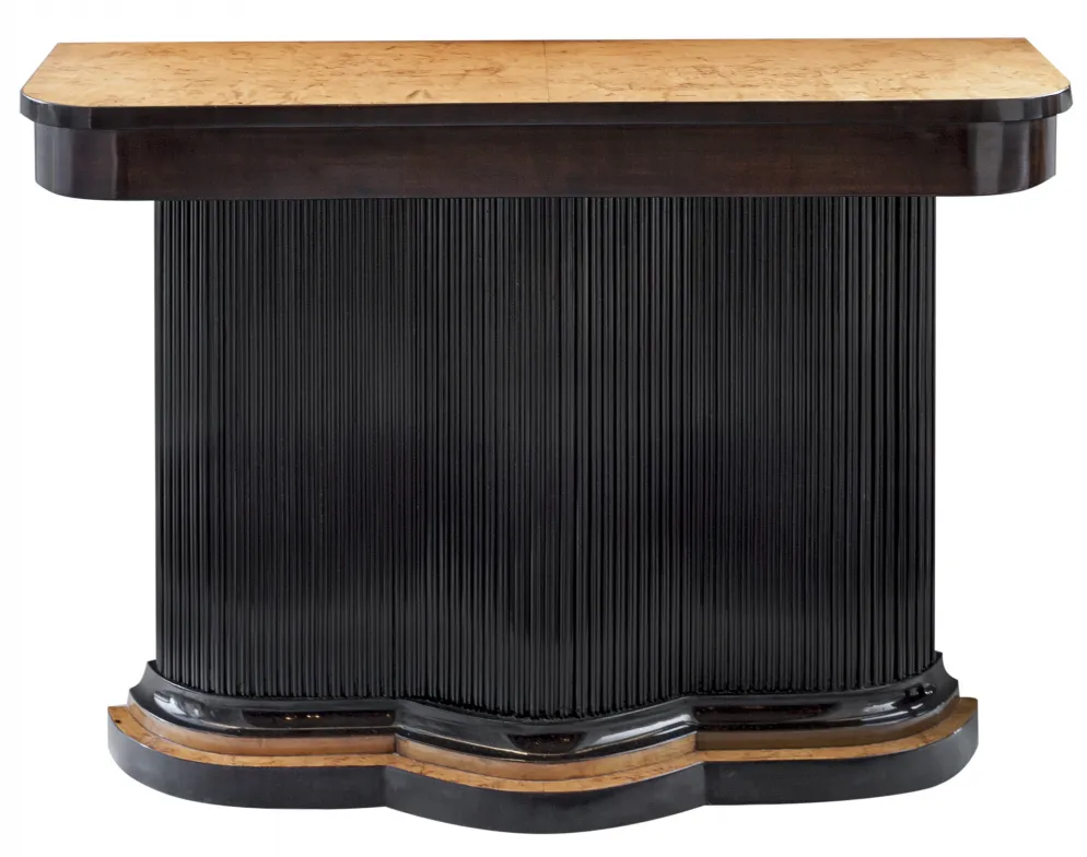 two antique consoles with a unique design and decorative details