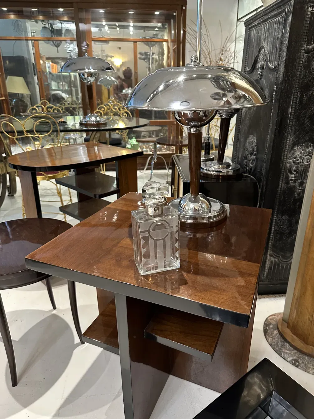 Antique bottle with elegant design on a table