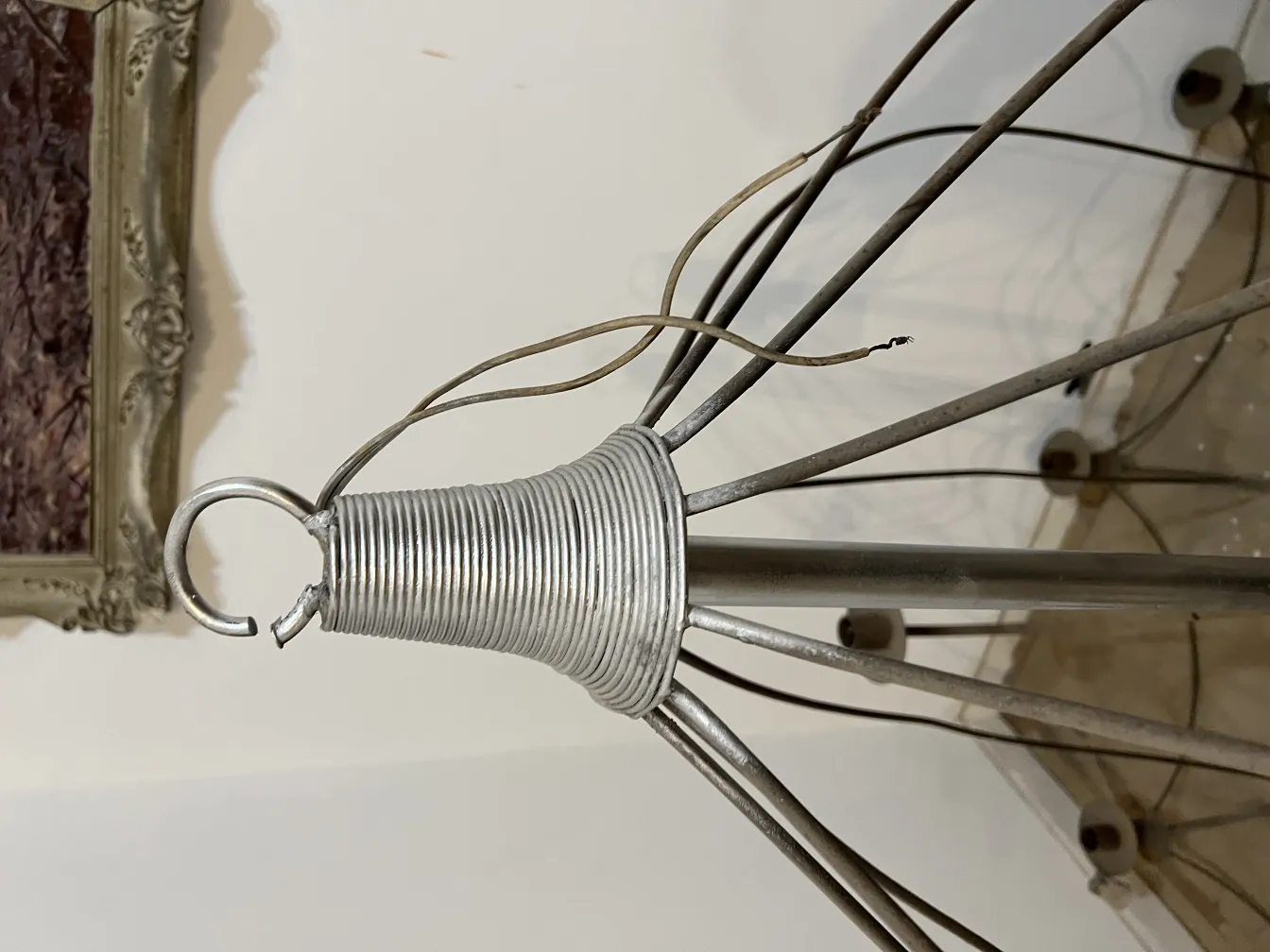 Top view of 3 vintage hanging lamps with decorative design in a cozy setting