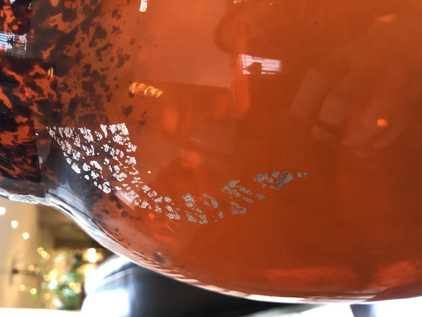 antique glass with signature, colorful textures, Muller Fres