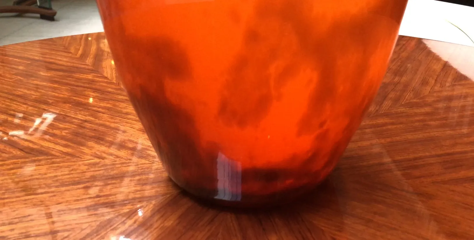 زجاج قديم موقّع من Muller Freres بلون برتقالي