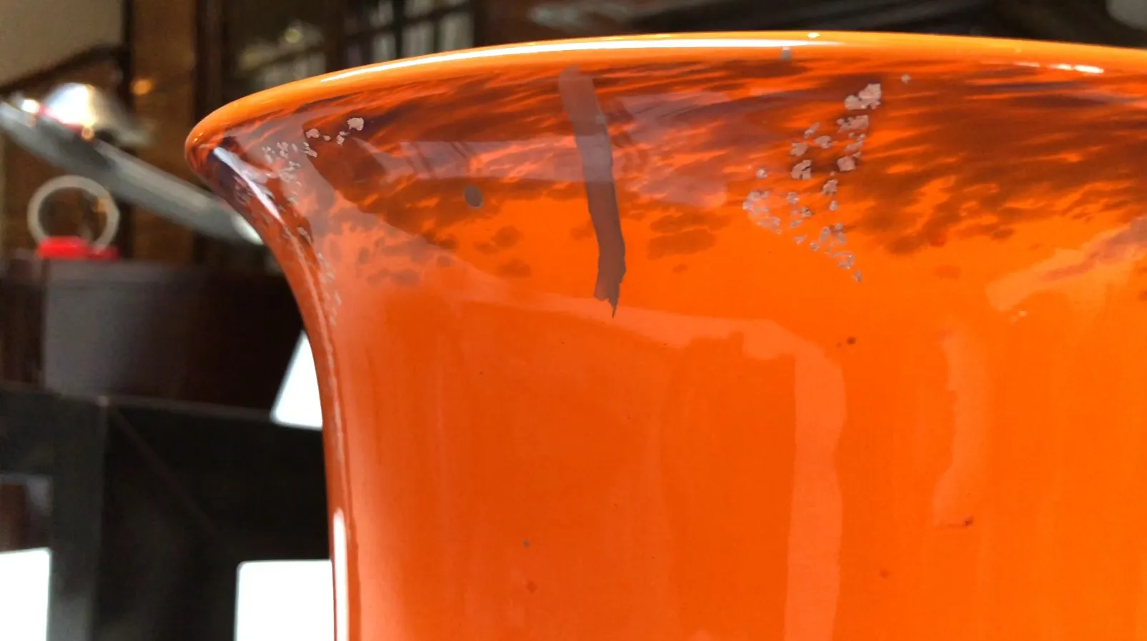 Signed glass by muller fres with distinctive visual features.