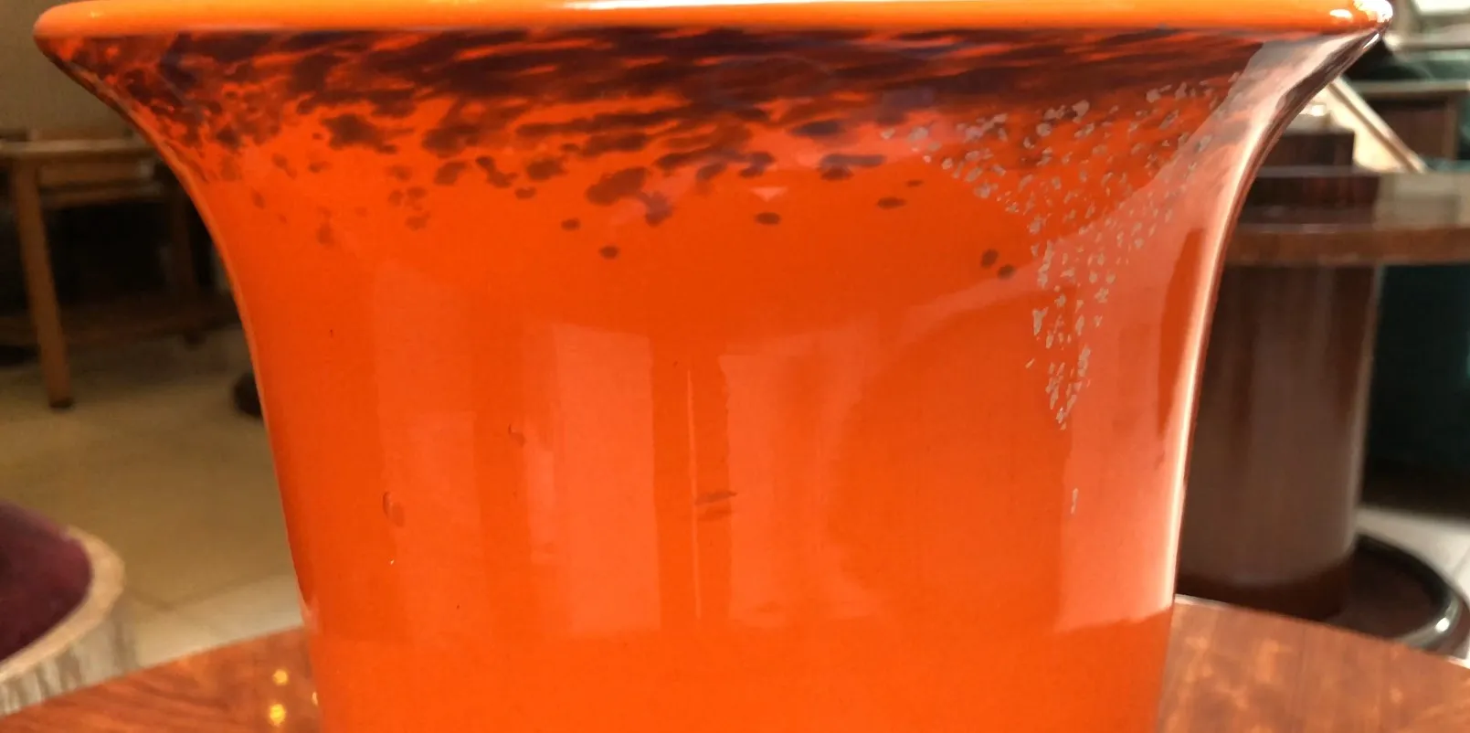 Antique signed glass by Muller Fres featuring colorful details