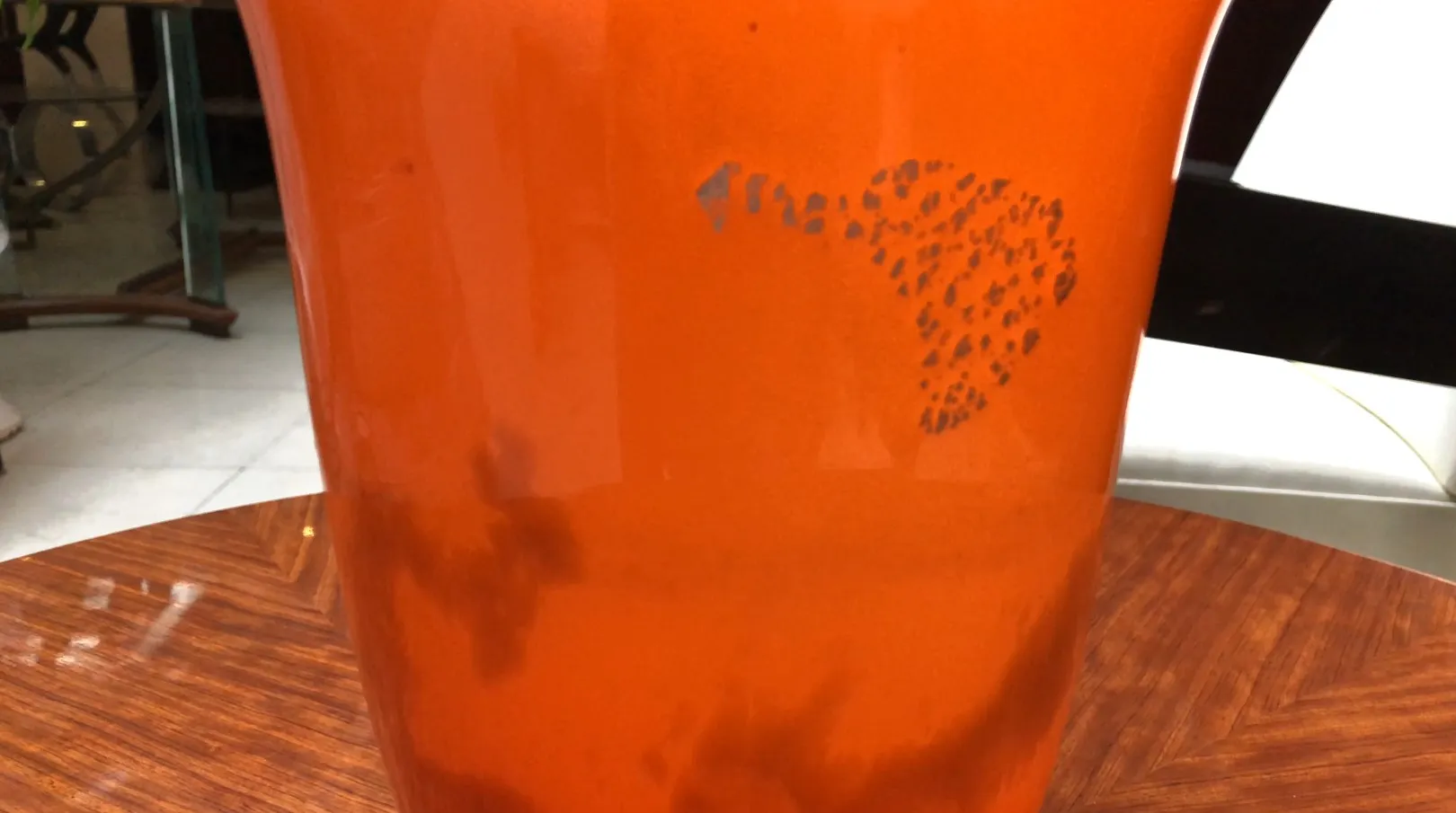 古董签名玻璃，橙色和独特设计Muller Fres