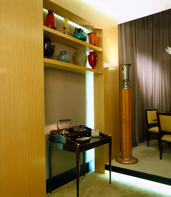 antik signiertes glas von muller fres mit buntem dekors