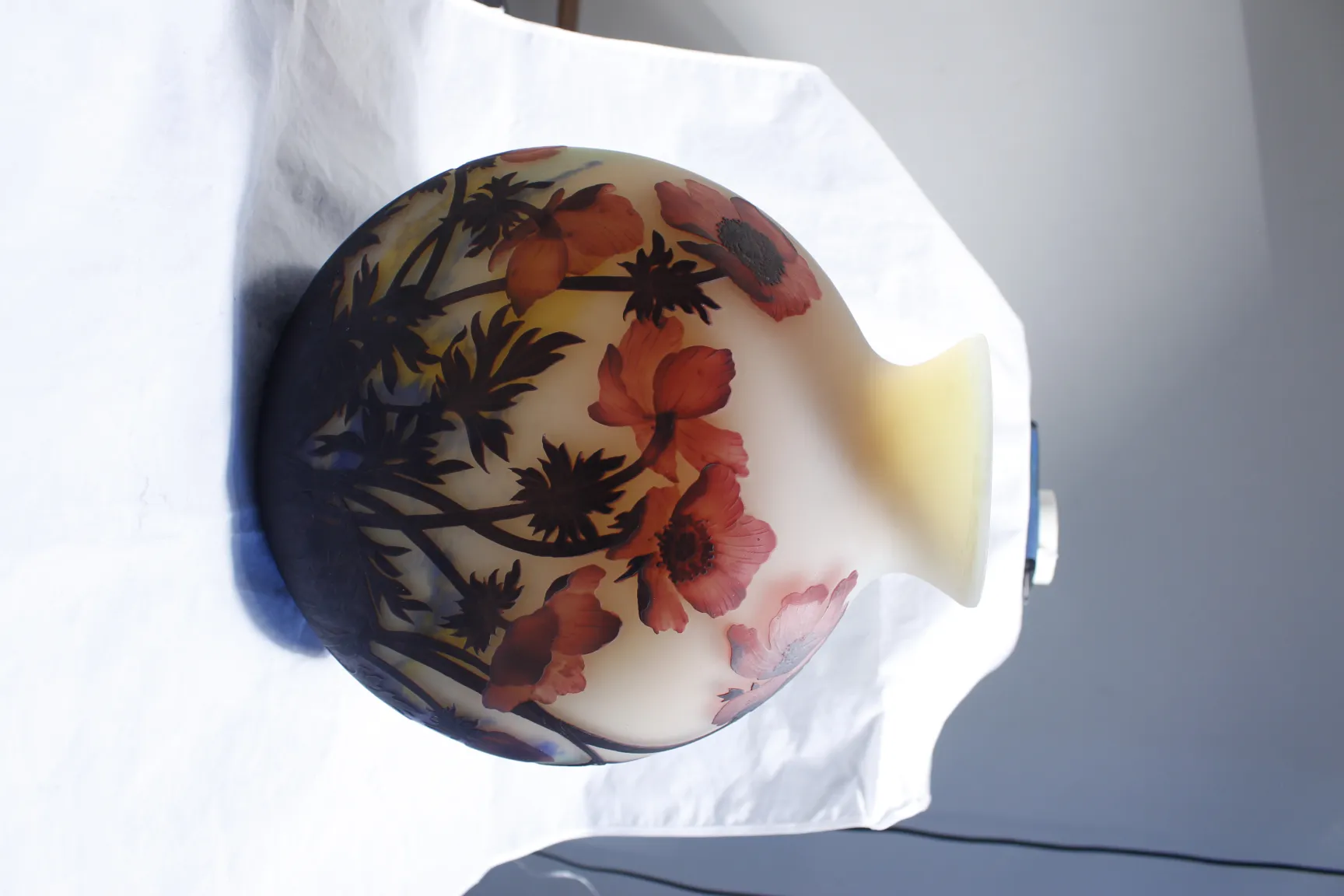 Antique glass by Muller Fres adorned with flowers