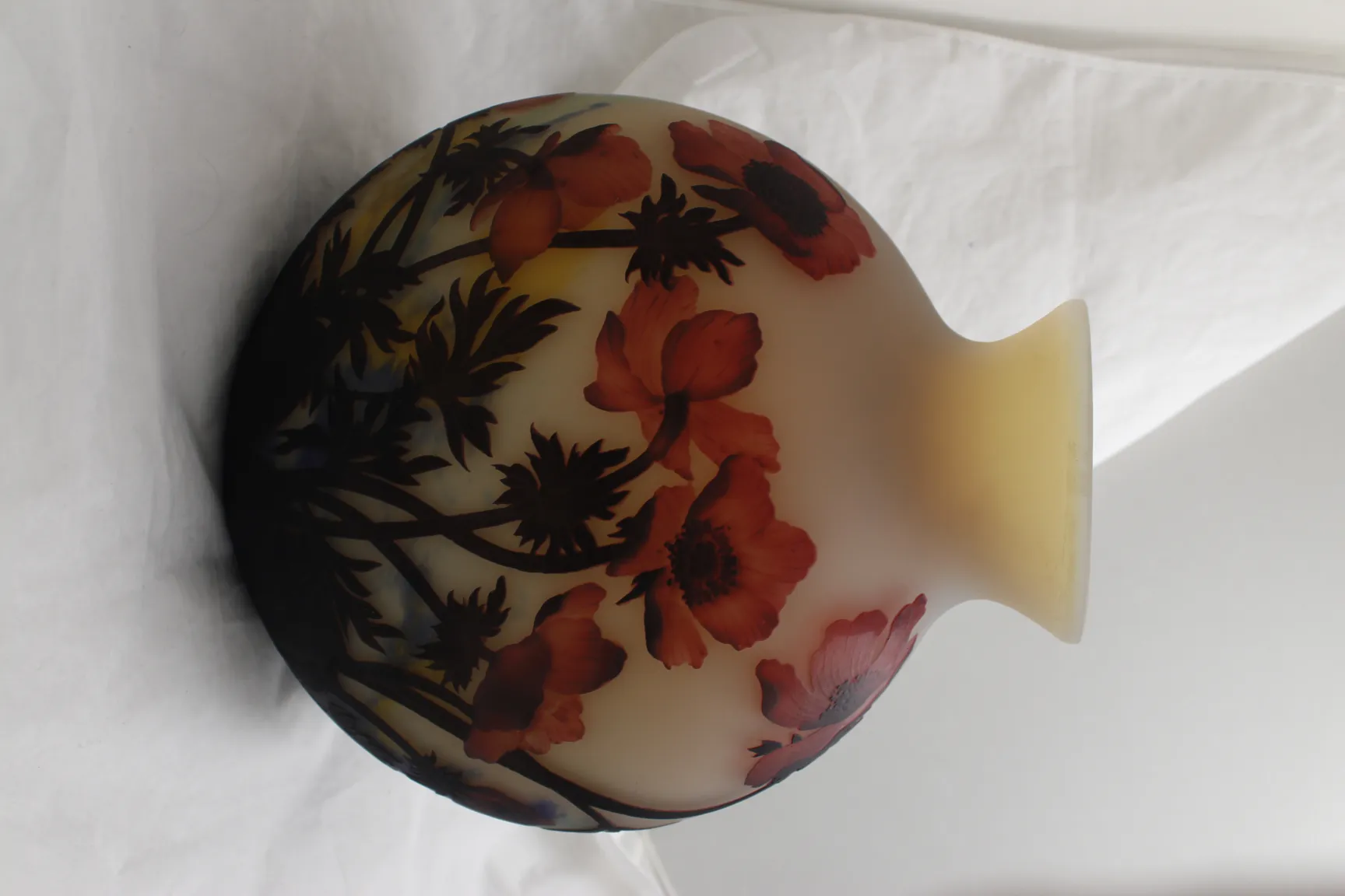 signiertes Glas Muller Fres mit floralem Design in ovaler Form