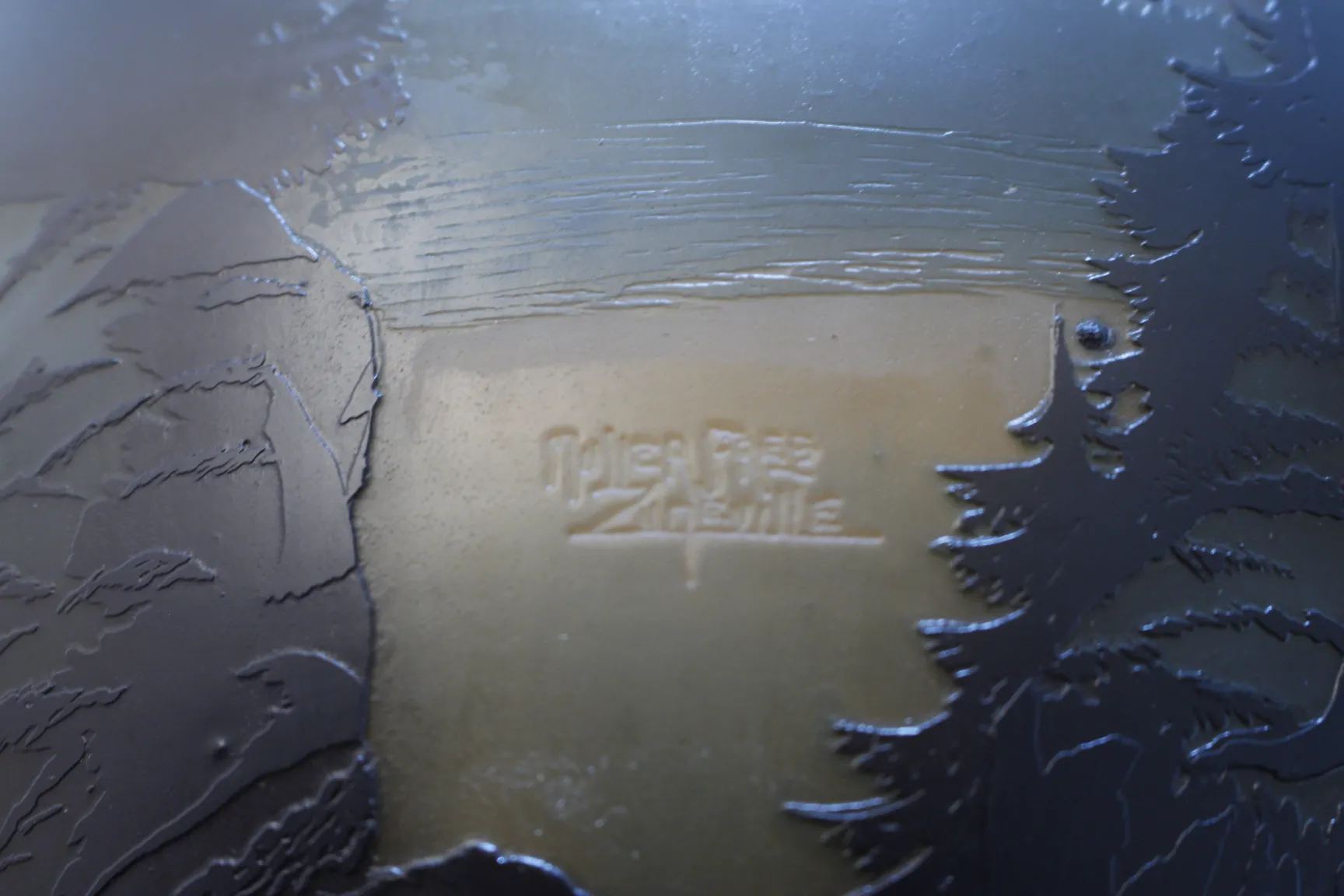 Antique signed glass by Muller Fres, decorative detail