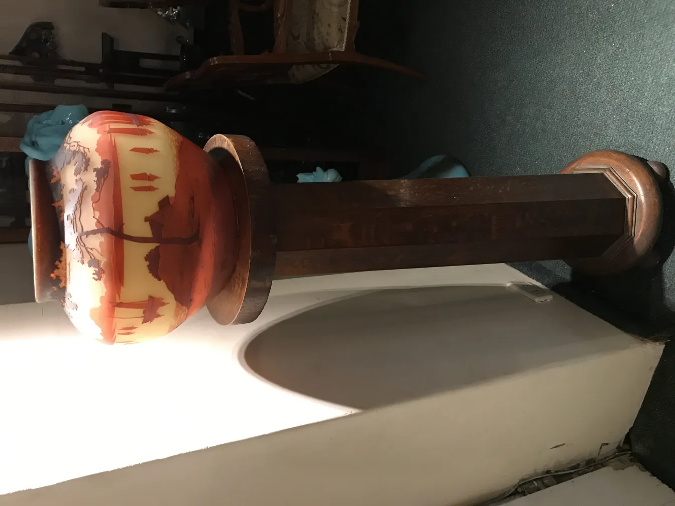 vidrio firmado de Muller Fres con diseño decorativo, antiguo