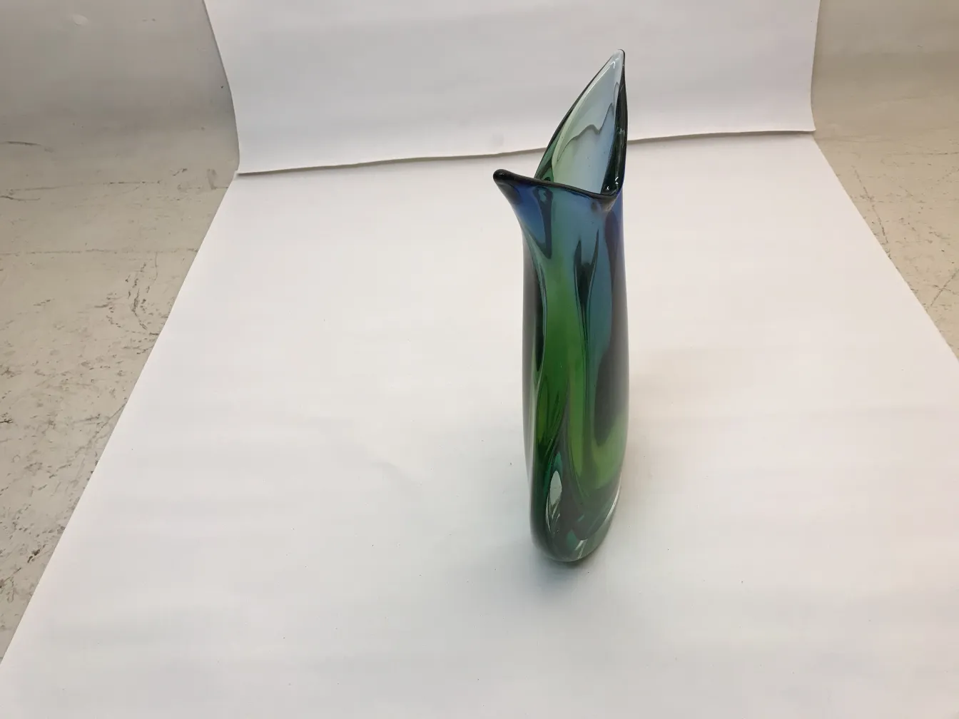 vase murano ancien en teintes de vert et bleu