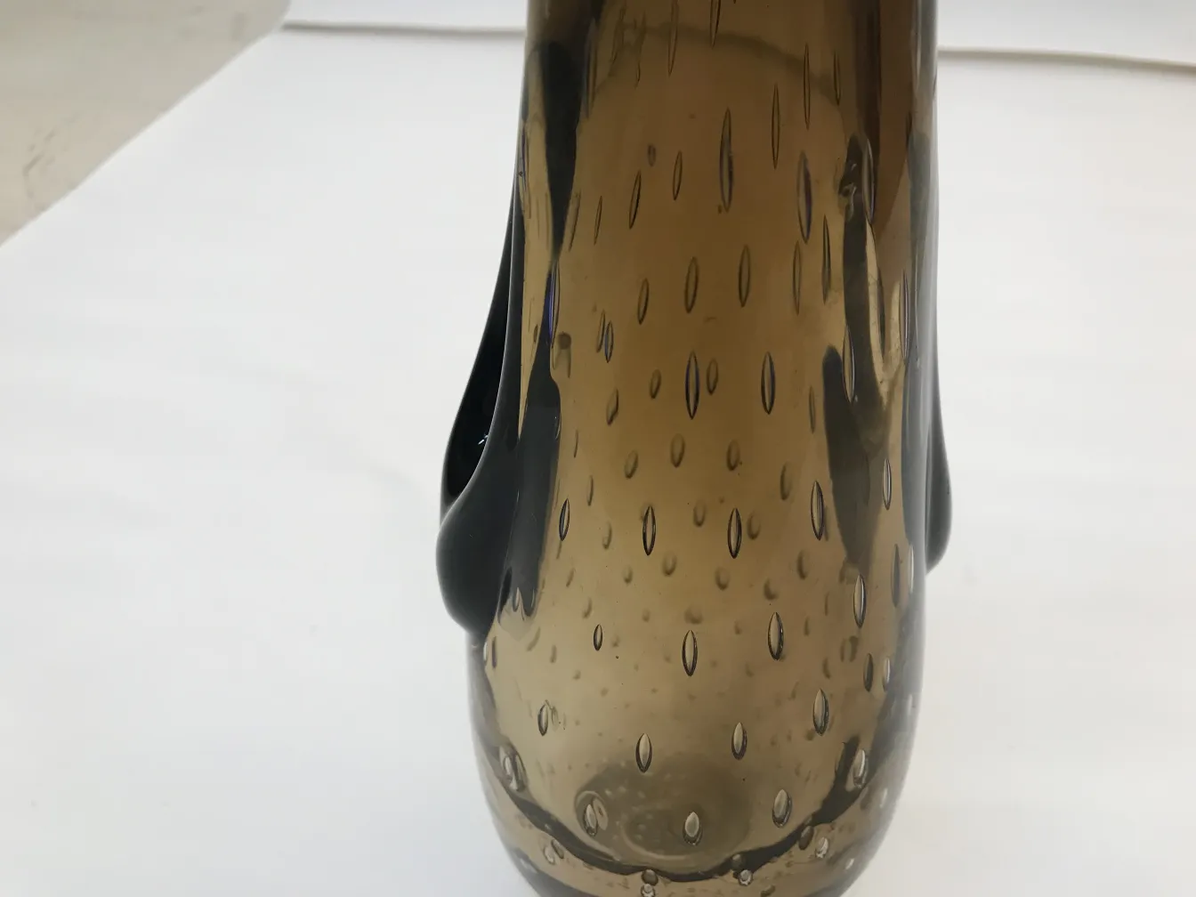antique murano vase with black details and dots on the surface