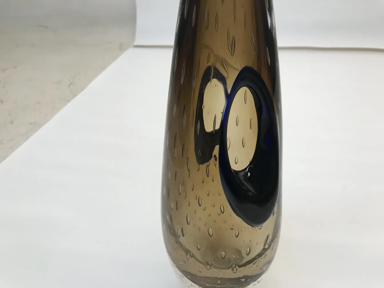 Antique Murano vase with brown and blue accents