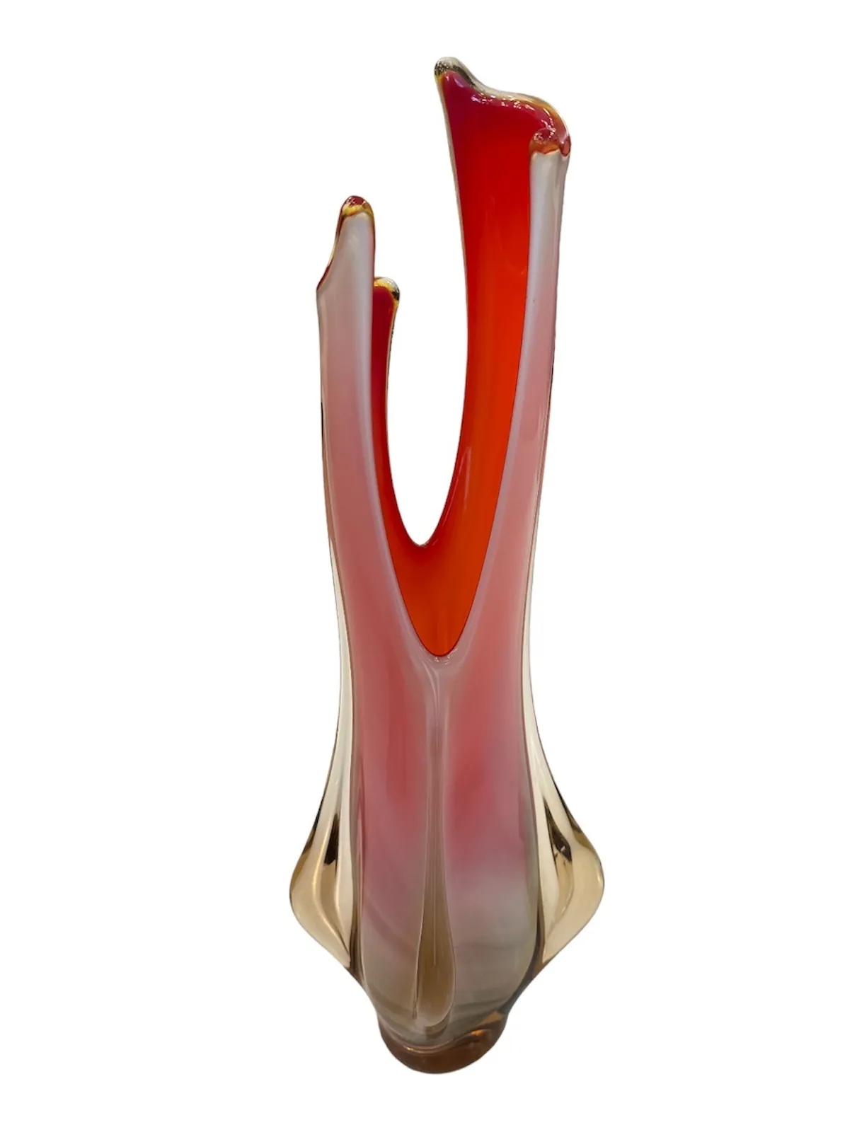Murano-Vase in rot und weiß mit elegantem Design