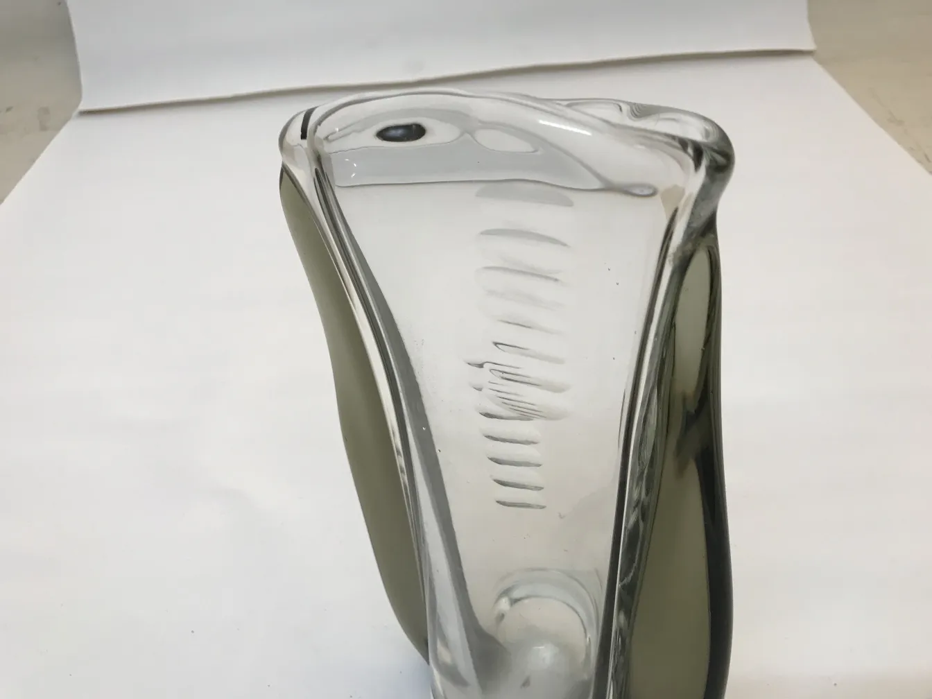 antique murano vase with curved clear design