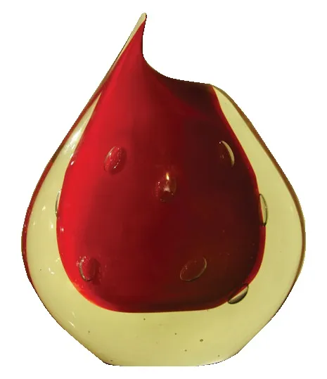 vaso di Murano in tonalità rosse e gialle, antico