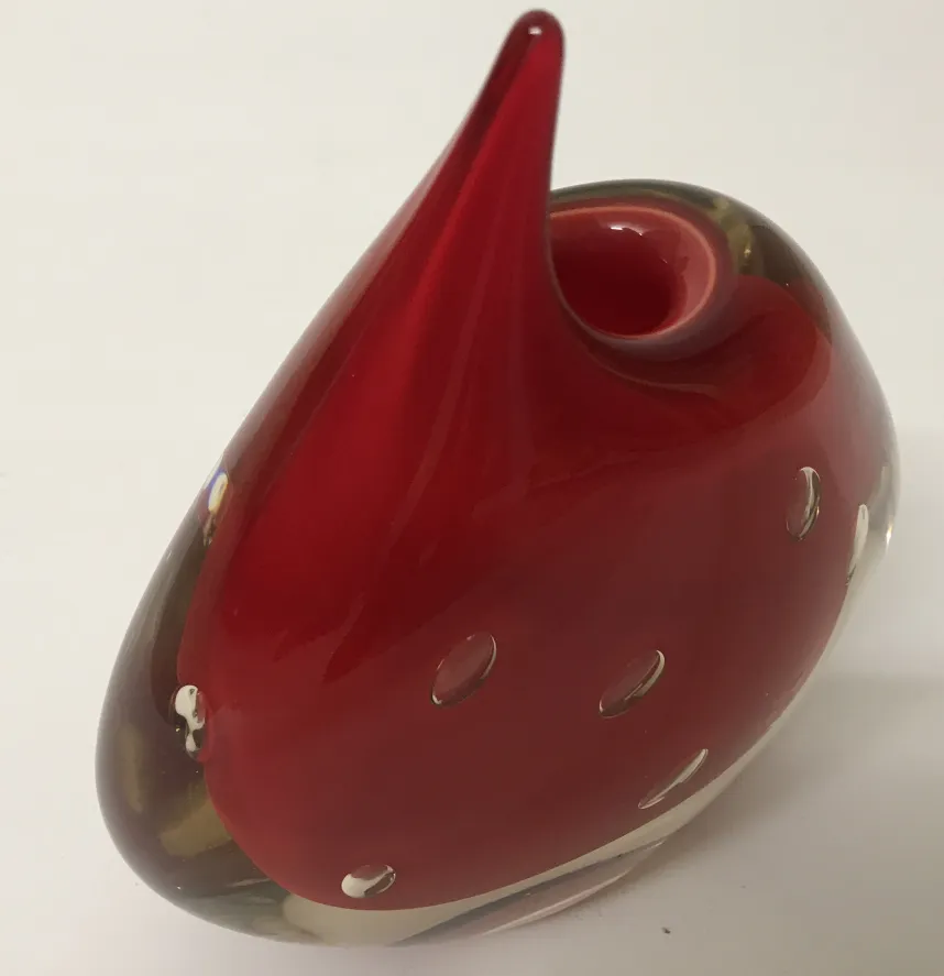 antique murano vase droplet shape bright red