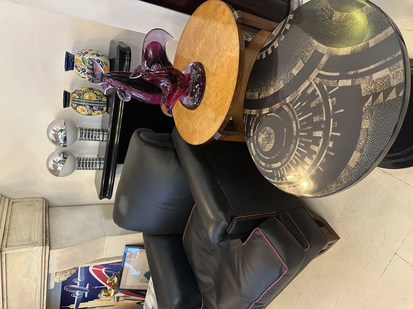 atemberaubende murano-skulptur in lila-tönen und dekorativ