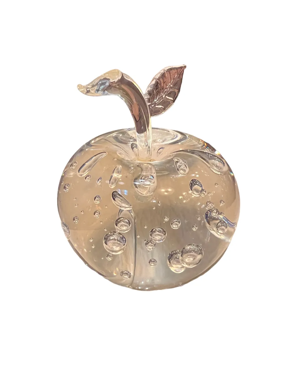 murano sculpture in apple shape with decorative bubbles