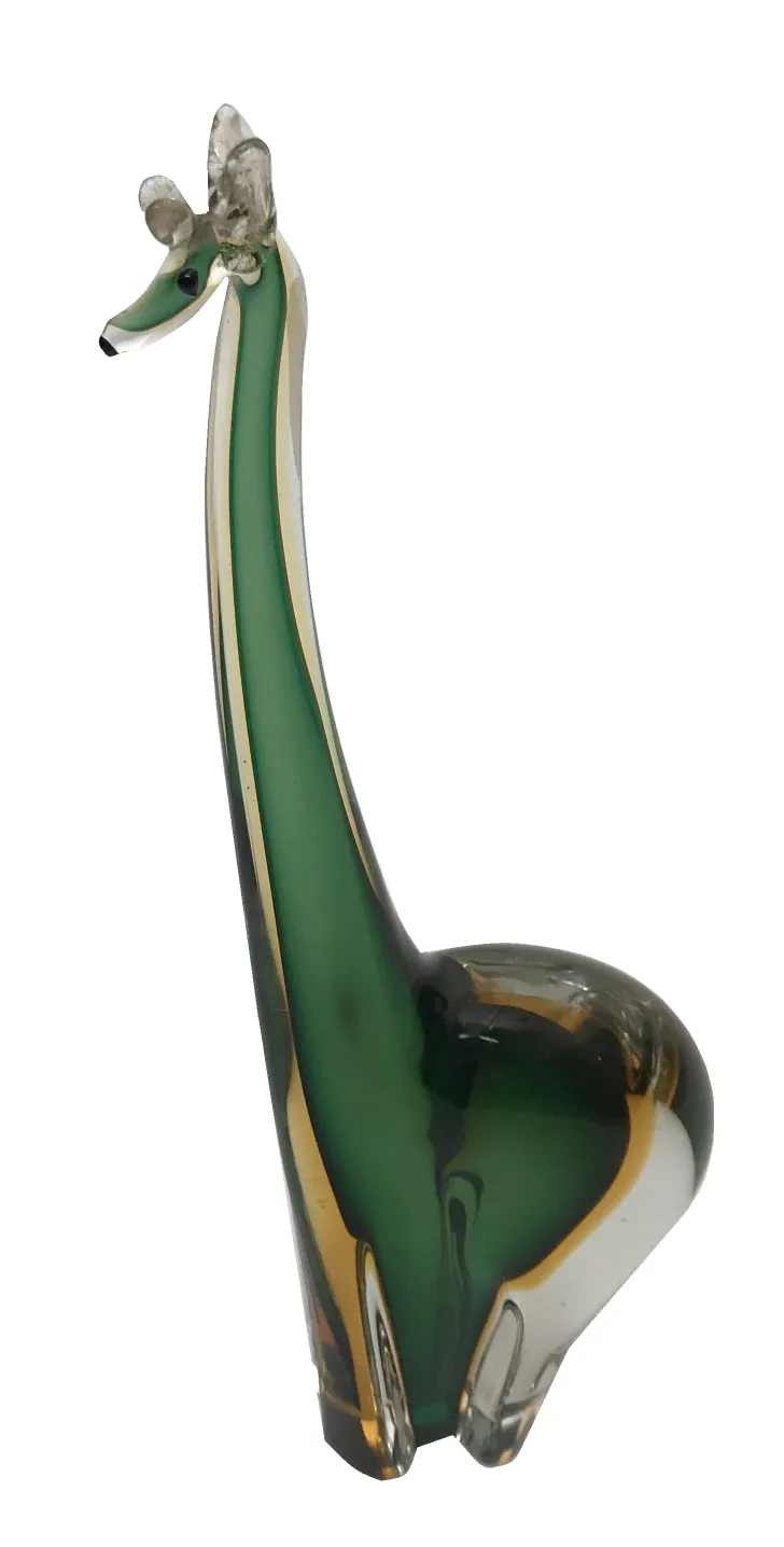 Murano sculpture shaped like an animal with vibrant colors