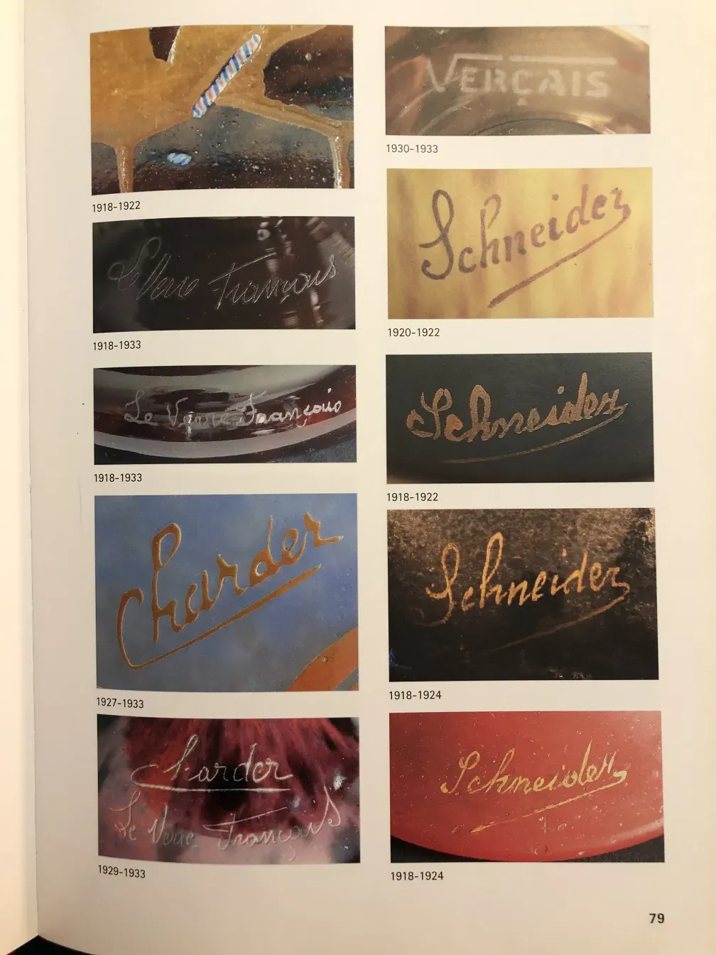 Antikes Glas mit Unterschrift von Schneider, weiches Design.