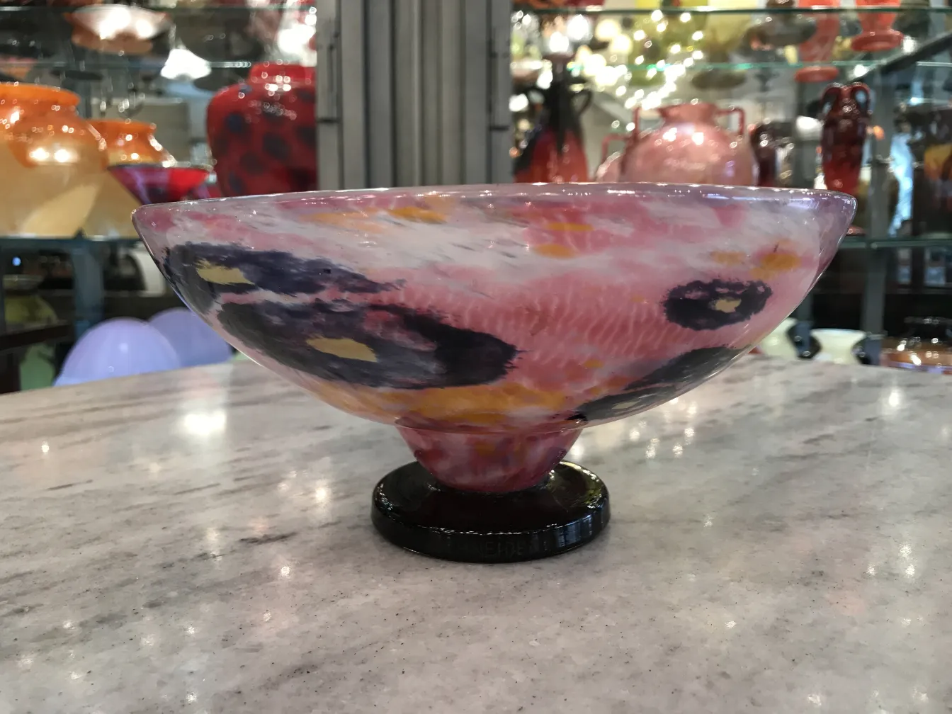 Stunning signed glass schneider french with vibrant colors